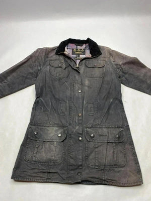 Barbour Waxed Jacket Brown Corduroy Collar – Size UK 10 / EU 36