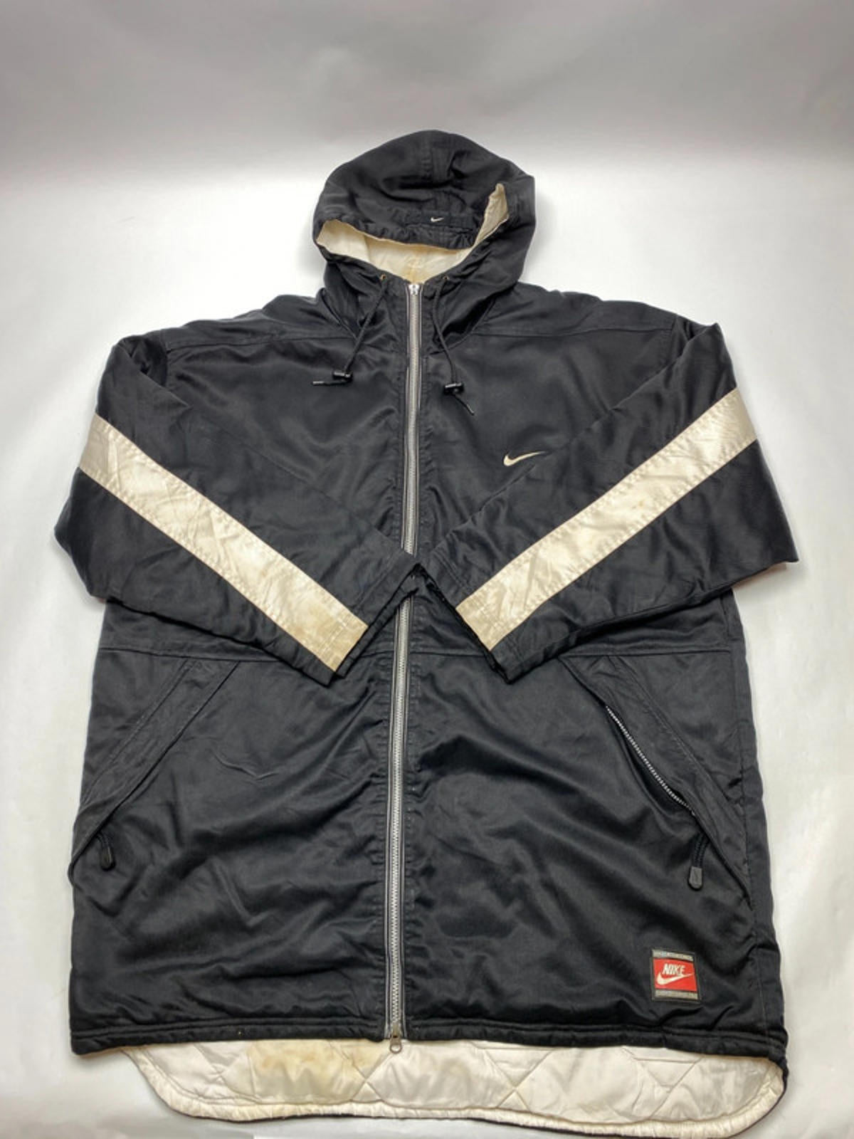 Vintage Nike Black & Beige Longline Hooded Jacket