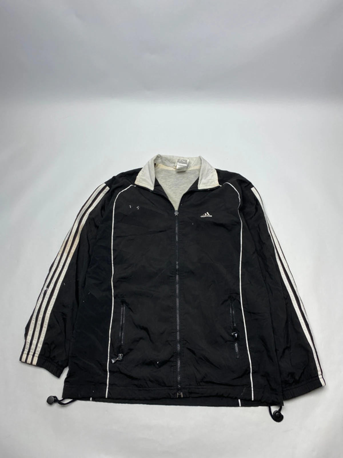 Adidas Vintage Black & White 3-Stripes Windbreaker Jacket (Men’s L)