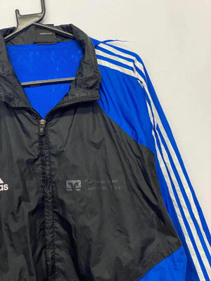 Adidas Black & Blue 3-Stripes Full-Zip Windbreaker Jacket