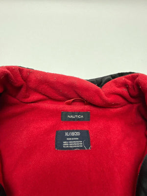 Vintage Nautica Black Puffer Jacket Red Lining Youth XL (Fits Men’s S/M)