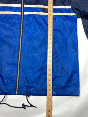 Vintage 90s Blue & Navy Windbreaker Jacket | Hooded | Unisex Medium/Large Fit