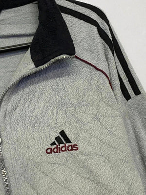 Adidas Men's Grey and Burgundy Full-Zip Activewear Jacket