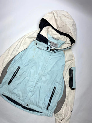 Columbia Titanium Light Blue & Cream Hooded Ski Jacket (Women’s S)