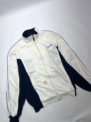 Vintage Nike White and Navy Track Jacket (Men’s S)