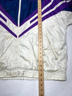 Vintage Adidas 90s Colourblock Track Jacket – Blue / Purple / Cream – Size D9 (Large)