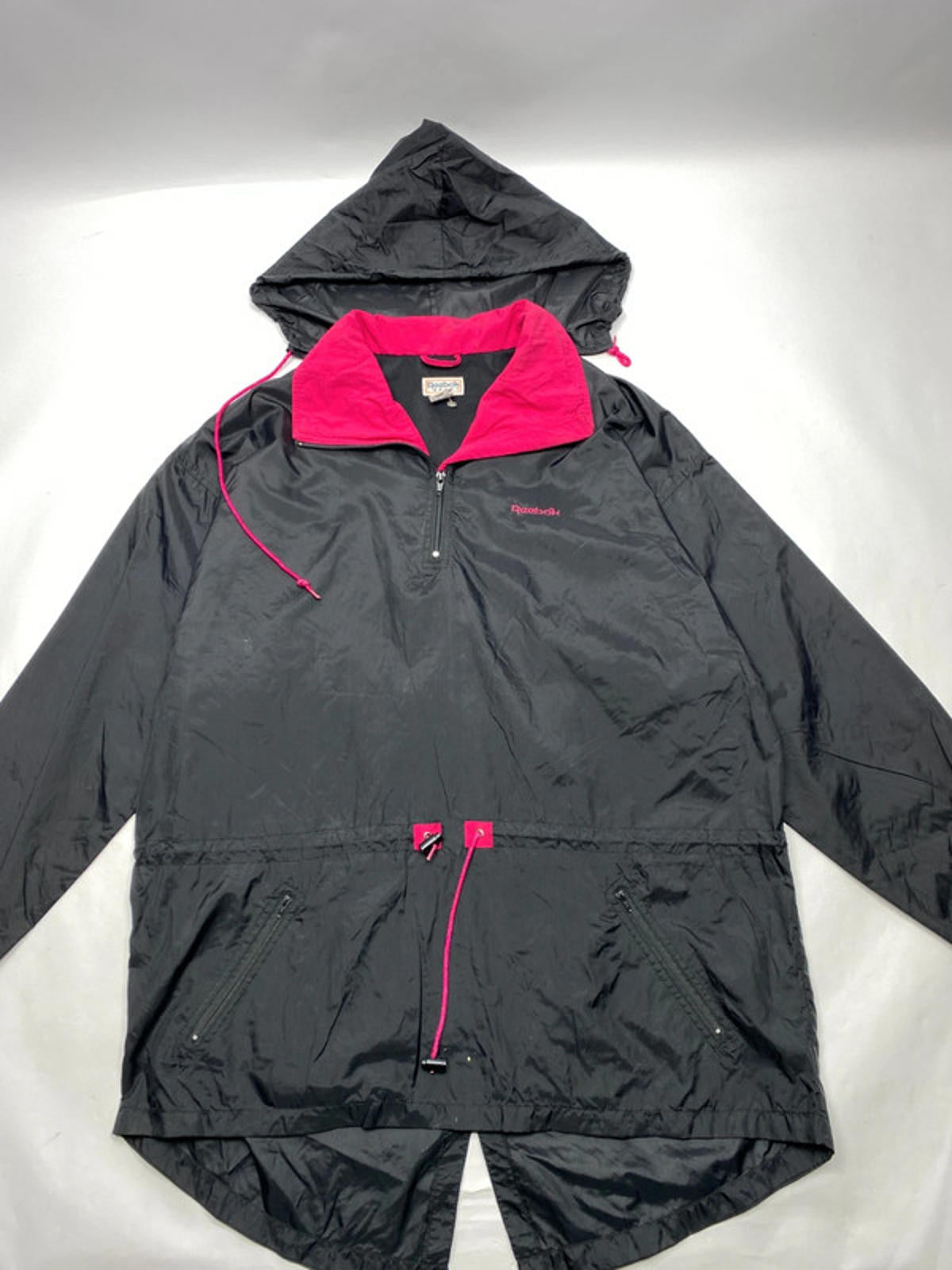 Reebok Sport Vintage Black & Pink Half-Zip Windbreaker