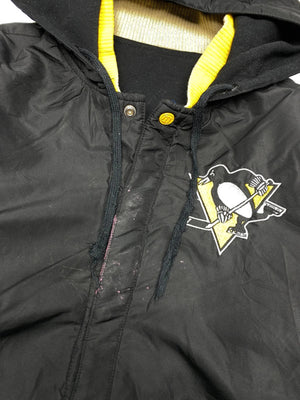 Vintage NHL Pittsburgh Penguins Hooded Jacket – Black/Yellow – Men’s XL