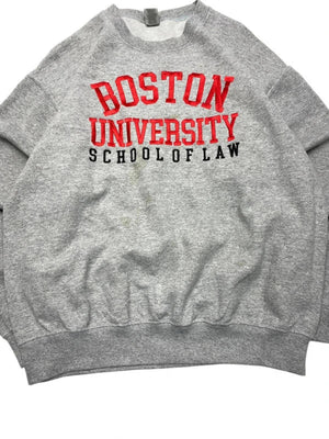 Grey Boston Uni Embroidery Sweatshirt Men's Medium