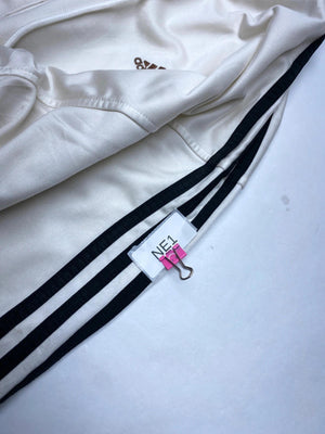 Adidas White Full-Zip Hoodie with Black 3-Stripes – Men’s XL