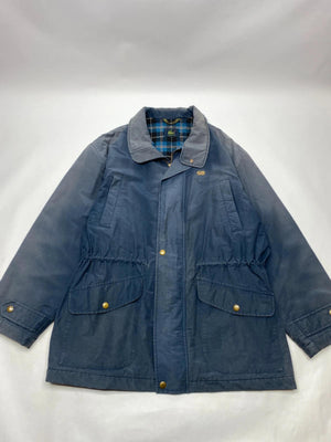 Vintage Lacoste Blue Waxed Jacket with Tartan Lining
