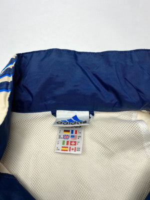 Vintage Adidas Men's Windbreaker Jacket Blue and Cream