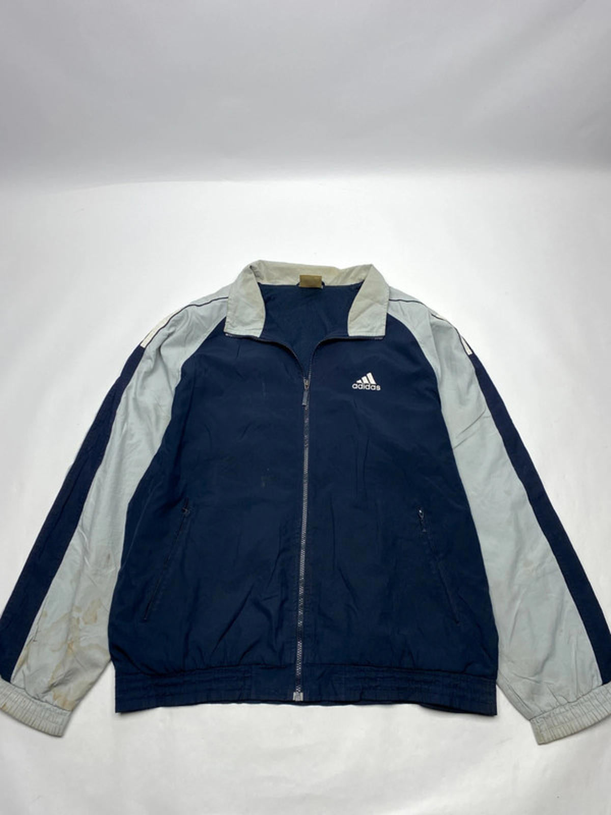 Adidas vintage navy & grey full-zip track jacket – Men’s XL