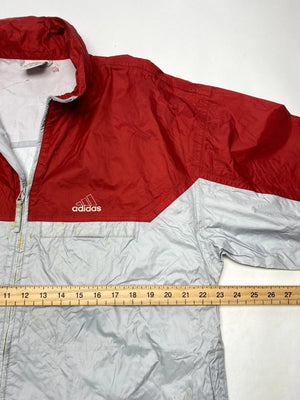 Adidas Red & Grey Windbreaker Jacket – Size L / 40