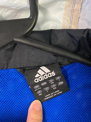 Adidas Black & Blue 3-Stripes Full-Zip Windbreaker Jacket