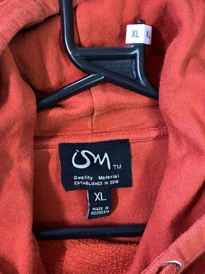 Quality Material Rust Red Hoodie with Large Logo Size XL