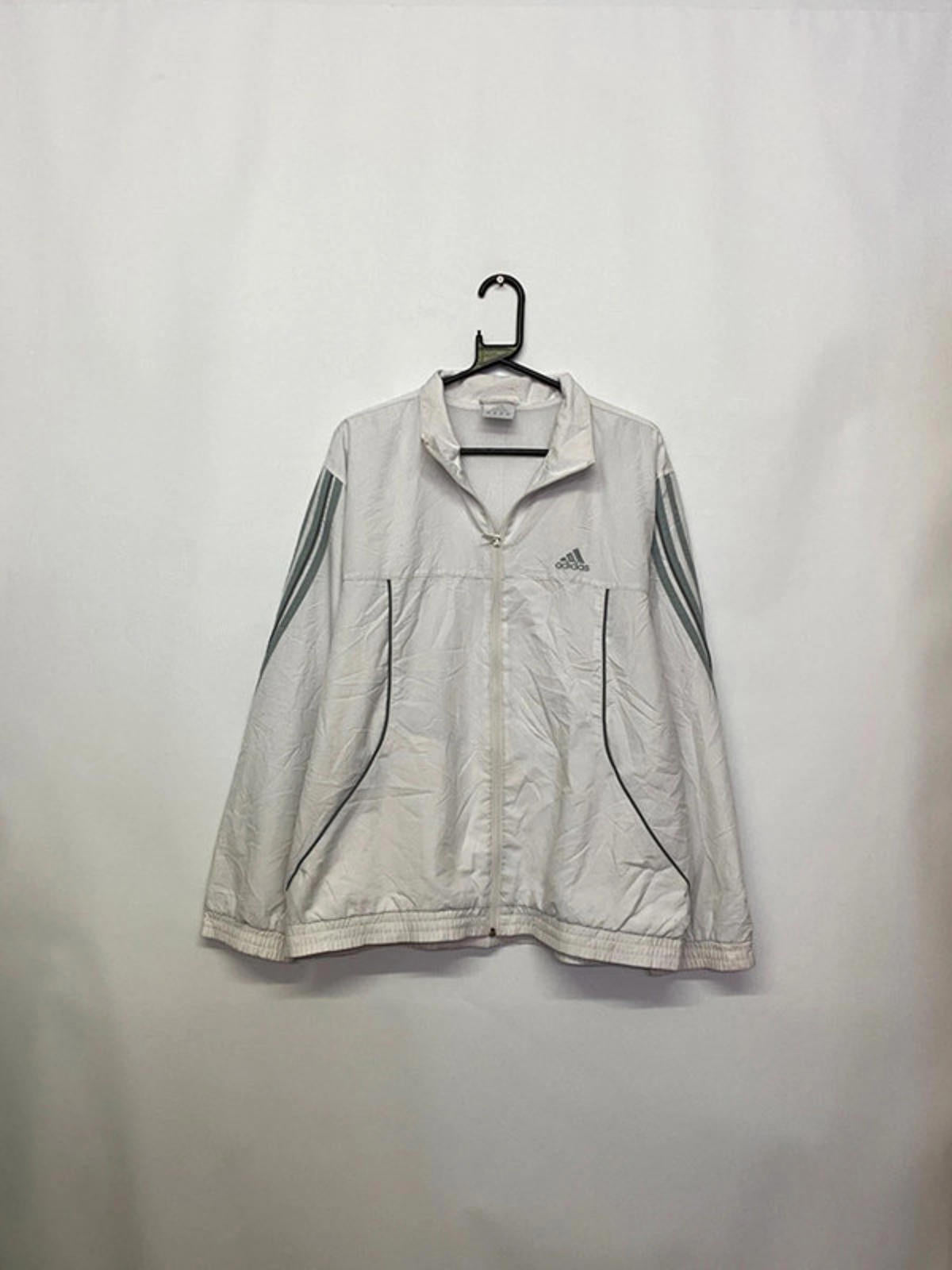 Adidas Vintage White 3-Stripes Full-Zip Windbreaker Jacket
