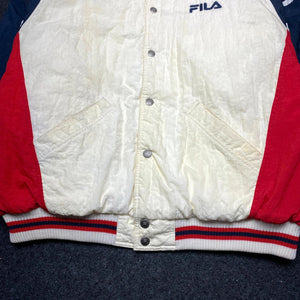 White FILA Varsity Jacket Men's XXL