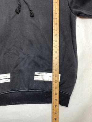 Off-White Inspired Black Hoodie with White Stripe Print (Men’s L)