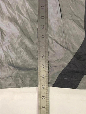 Adidas Men's Windbreaker Jacket Grey and Black with Striped Sleeves