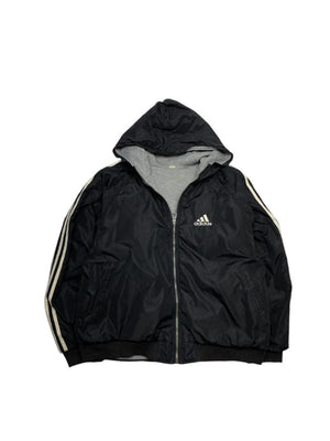 Vintage 90s Grey-Black Adidas Reverse Jacket Men's Large