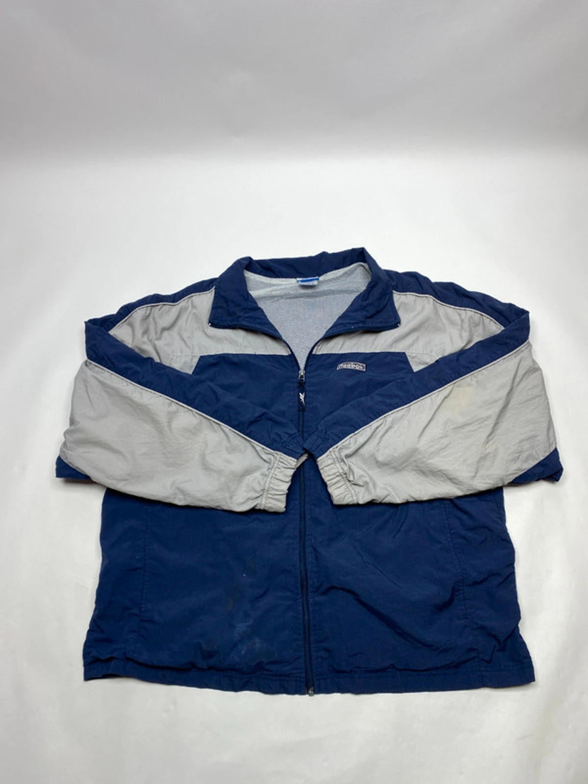 Vintage Reebok Navy & Grey Full-Zip Windbreaker Jacket