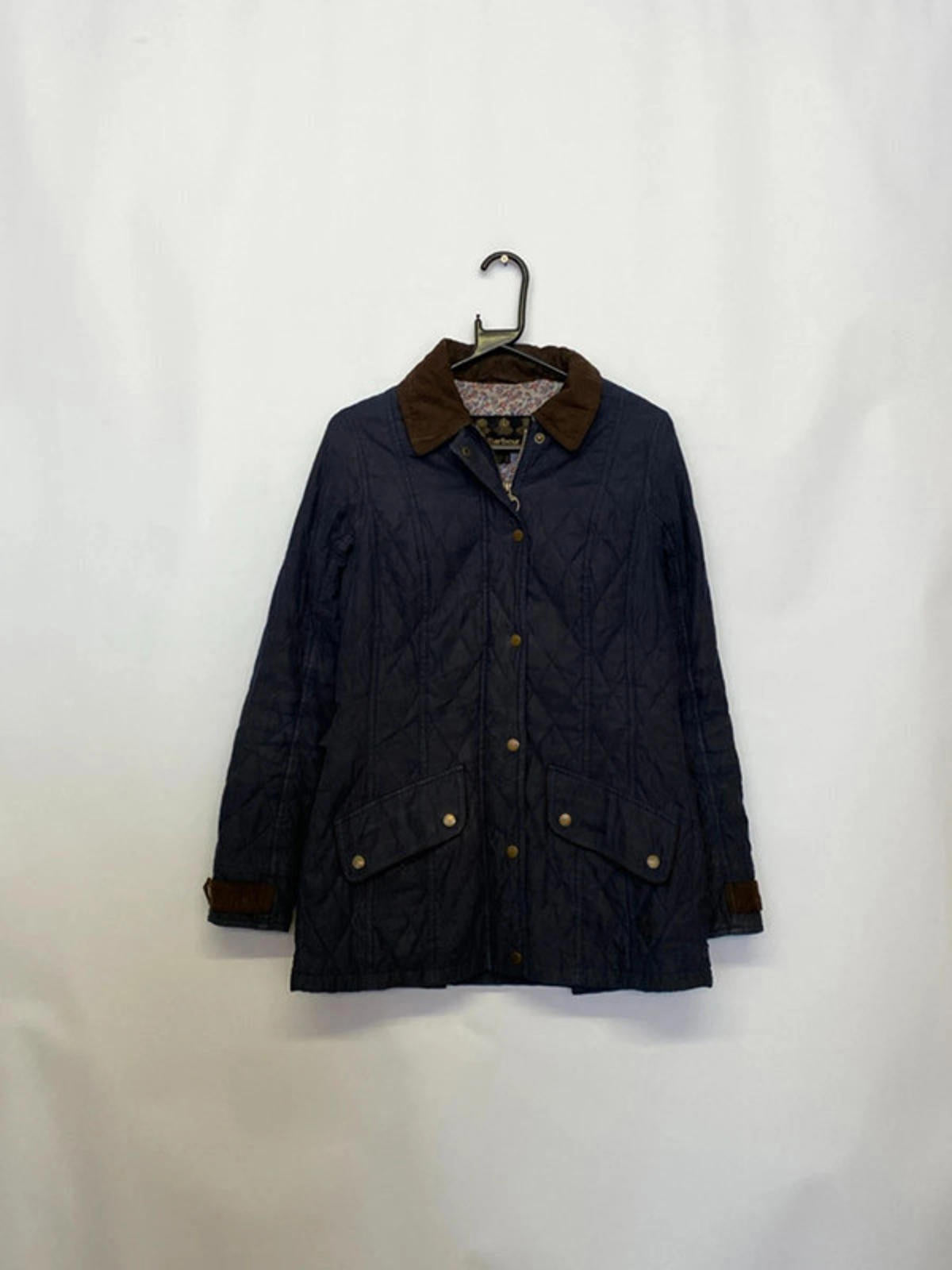 Barbour Quilted Jacket Women’s UK 10 Navy – Cord Collar