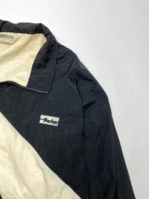 Vintage Parker Men's Windbreaker Jacket Black and Cream