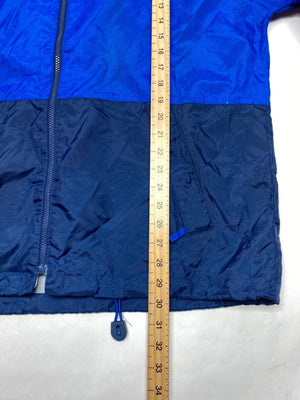 Vintage Adidas Men's Windbreaker Jacket Blue and Cream