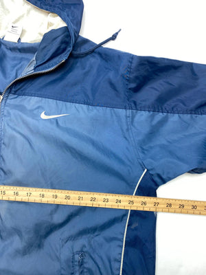 Vintage Nike Navy Blue Hooded Windbreaker Jacket (Men’s L)
