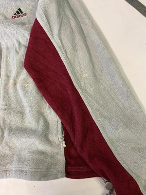 Adidas Grey & Burgundy Full-Zip Track Jacket – Size L