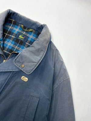 Vintage Lacoste Blue Waxed Jacket with Tartan Lining