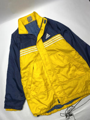 Vintage 90s Adidas Yellow & Navy Puffer / Ski Jacket