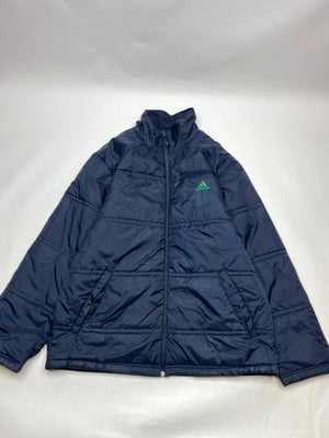 Adidas Navy Blue Puffer Jacket with Green Logo
