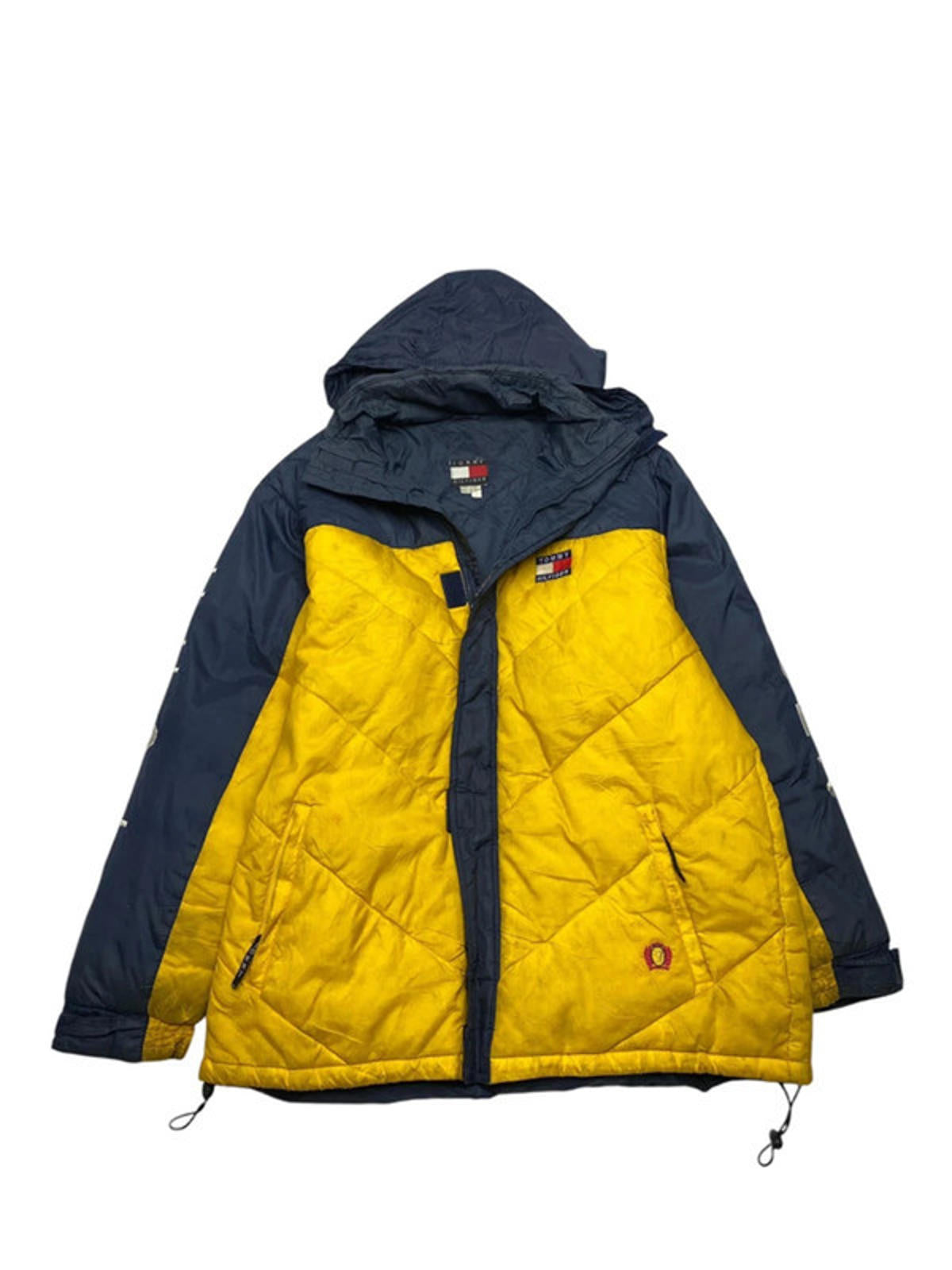 Yellow and Navy Tommy Hilfiger Jacket Men's Large