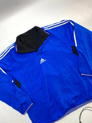 Adidas Reversible Blue & Black 1/4 Zip Windbreaker Fleece Pullover