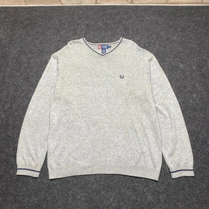 Light Grey Chaps V-neck Jumper Men's Large