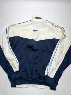 Vintage Nike White and Navy Track Jacket (Men’s S)