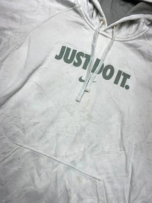 Nike Just Do It Pullover Hoodie White Grey – Size L
