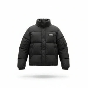 Alpha Industries Black Puffer Jacket Military Style