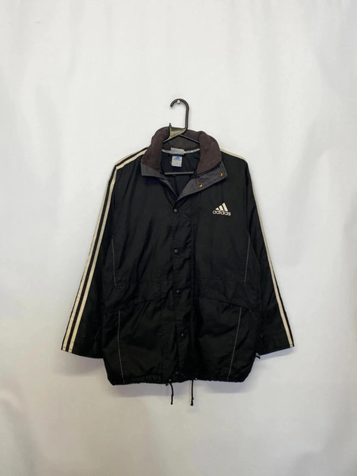 Adidas Vintage Black 3-Stripes Jacket – Men’s L
