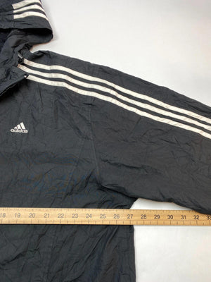 Adidas Black 3-Stripes Hooded Windbreaker Jacket