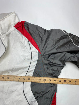 Mizuno Vintage White, Grey & Red Full-Zip Windbreaker Jacket