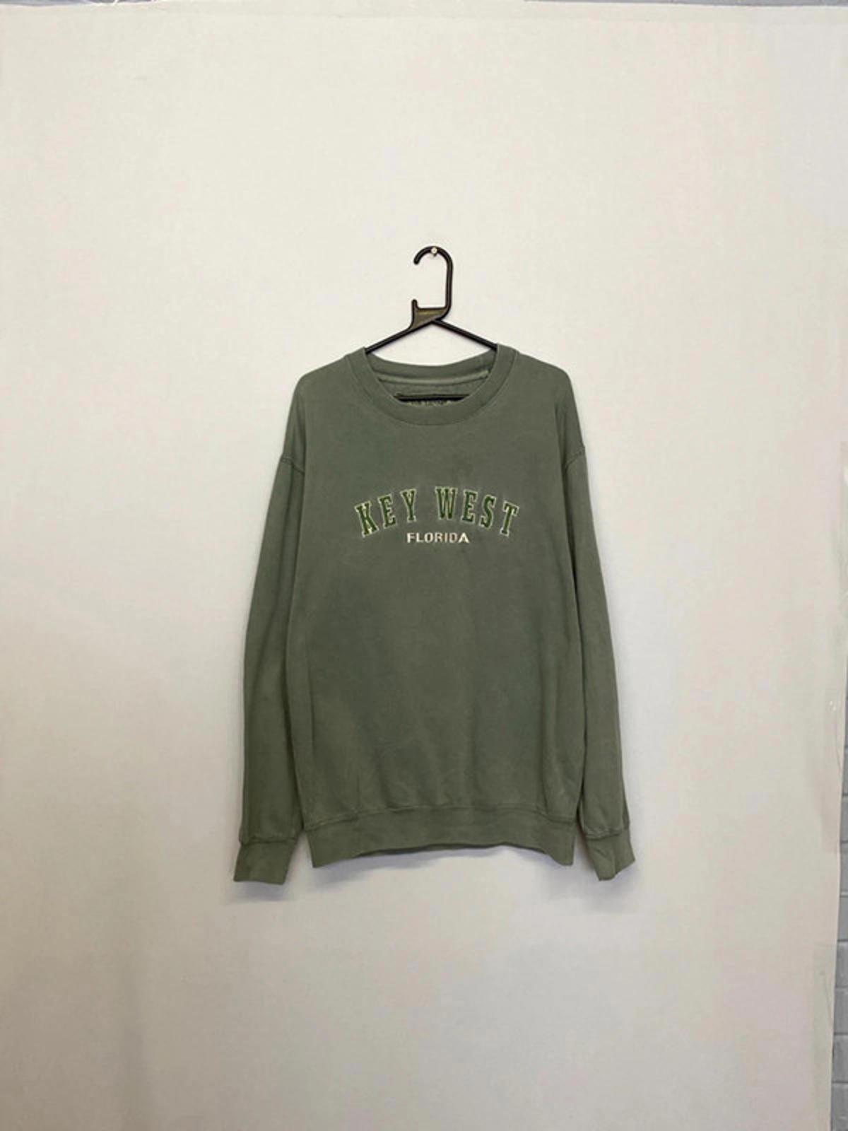 Key West Florida Vintage-Style Sweatshirt – Sage Green – Size L
