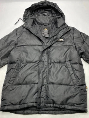 Alpha Industries Black Hooded Puffer Jacket – Size L