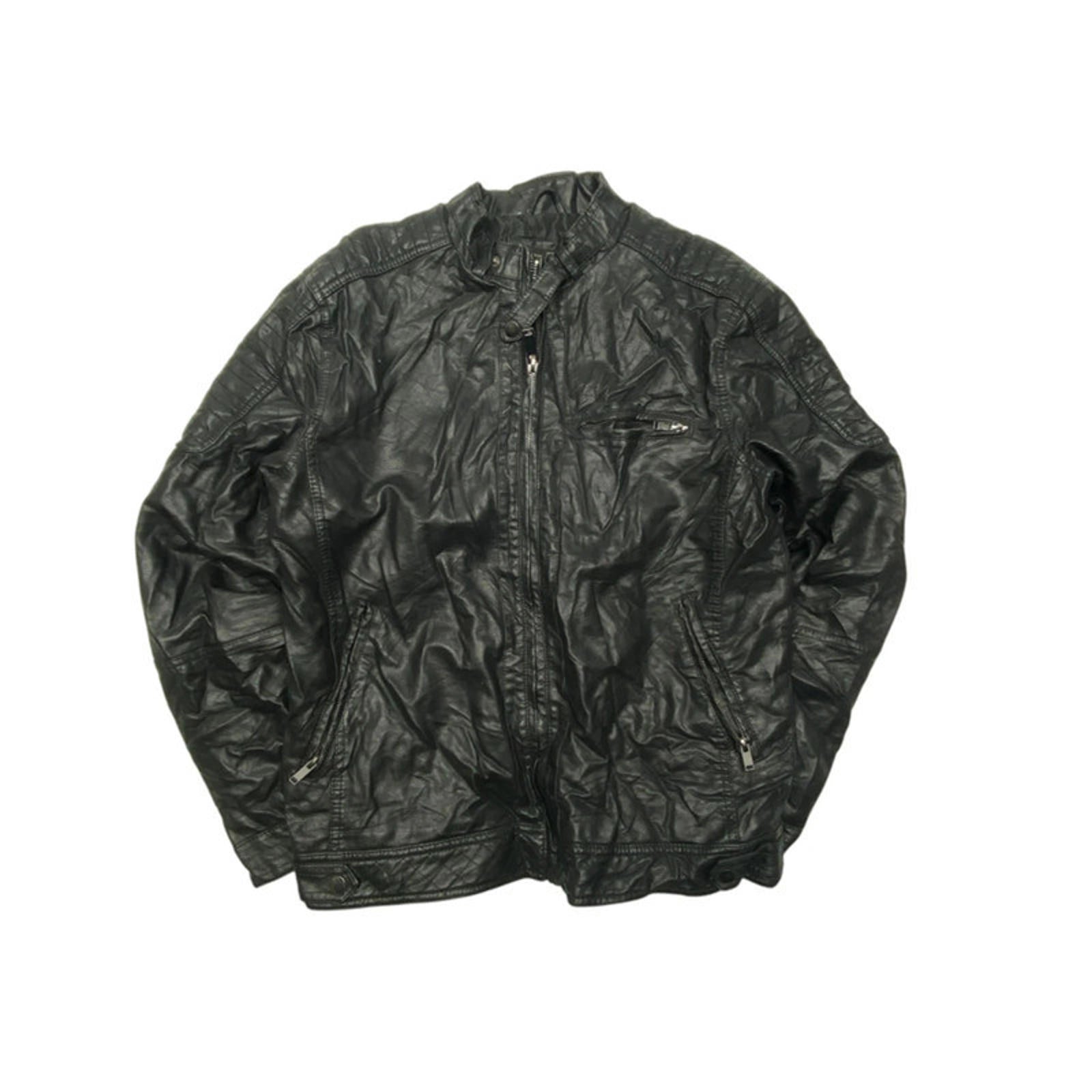 Black Leather Jacket Men's Large