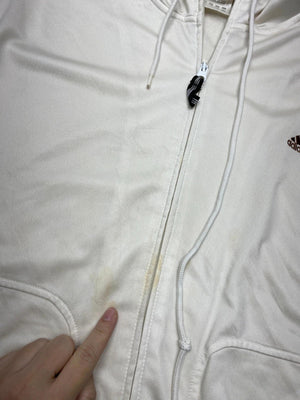 Adidas White Full-Zip Hoodie with Black 3-Stripes – Men’s XL