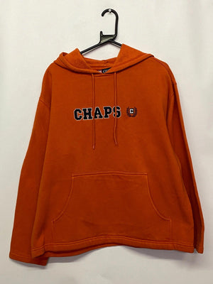 Chaps Orange Embroidered Logo Hoodie Size L