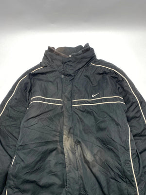 Nike Men's Black Puffer Jacket with White Piping