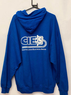 Gildan DryBlend Blue Hoodie – Central Illinois Electrical Services Logo